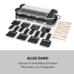 Tenderloin 50/50 Raclette-Grill 1200W 8 Personen Natursteinplatte Metallgrillplatte -Klarstein 10035260 de 0007 logo