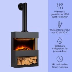 Zermatt Elektrischer Kamin 900/1800W Thermostat Flammenillusion -Klarstein 10035265 de 0003 usp