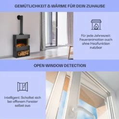 Zermatt Elektrischer Kamin 900/1800W Thermostat Flammenillusion -Klarstein 10035265 de 0004 usp