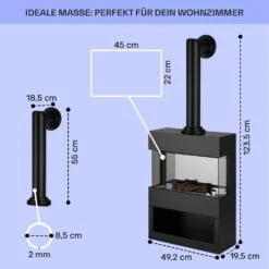 Zermatt Elektrischer Kamin 900/1800W Thermostat Flammenillusion -Klarstein 10035265 de 0005 usp
