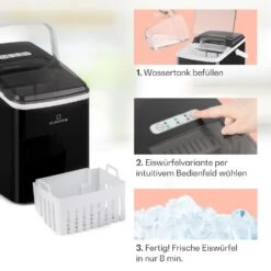 Arctic Porter Eiswürfelmaschine Bullet-Eis 12kg/24h Edelstahl -Klarstein 10035553 de 0004 usp