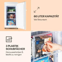 Laika 60L Gefrierschrank 60 Liter 3 Schubladen Temperatur: -18 Bis 0 °C -Klarstein 10036171 de 0004 logo