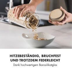 Glaswerk Lovage Vorratsgläser 1,1 L 3er Set Borosilikatglas Akazienholzdeckel Silikon -Klarstein 10036356 de 0003 logo