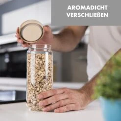 Glaswerk Lovage Vorratsgläser 1,1 L 3er Set Borosilikatglas Akazienholzdeckel Silikon -Klarstein 10036356 de 0004 logo