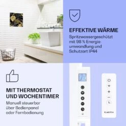 Wonderwall Air Art Smart Infrarotheizung Schwarze Blume 60x60cm 350W -Klarstein 10037830 de 0004 logo