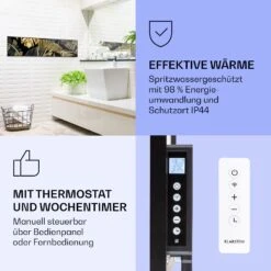Wonderwall Air Art Smart Infrarotheizung Schwarze Blume 120x30cm 350W -Klarstein 10037851 de 0004 logo