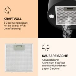 Barella Dunstabzugshaube 35,5 X 93,5 X 43 Cm Umluft 557 M³/h LED Aktivkohlefilter 10 Barella Dunstabzugshaube 35,5 X 93,5 X 43 Cm Umluft 557 M³/h LED Aktivkohlefilter -Klarstein 10037863 de 0004 logo