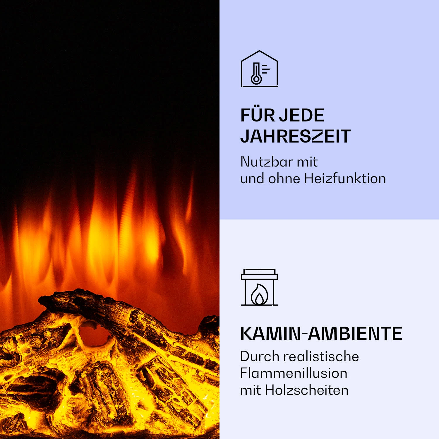 Klarstein Lamington Elektrokamin 2000 W LED-Flammen Heizlüfter Timer Ambientelicht 6 Klarstein Lamington Elektrokamin 2000 W LED-Flammen Heizlüfter Timer Ambientelicht – Bild 6
