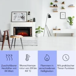 Villarrica Elektrokamin 1900 W LED-Technik Wandeinbau Fernbedienung -Klarstein 10038007 de 0003 usp