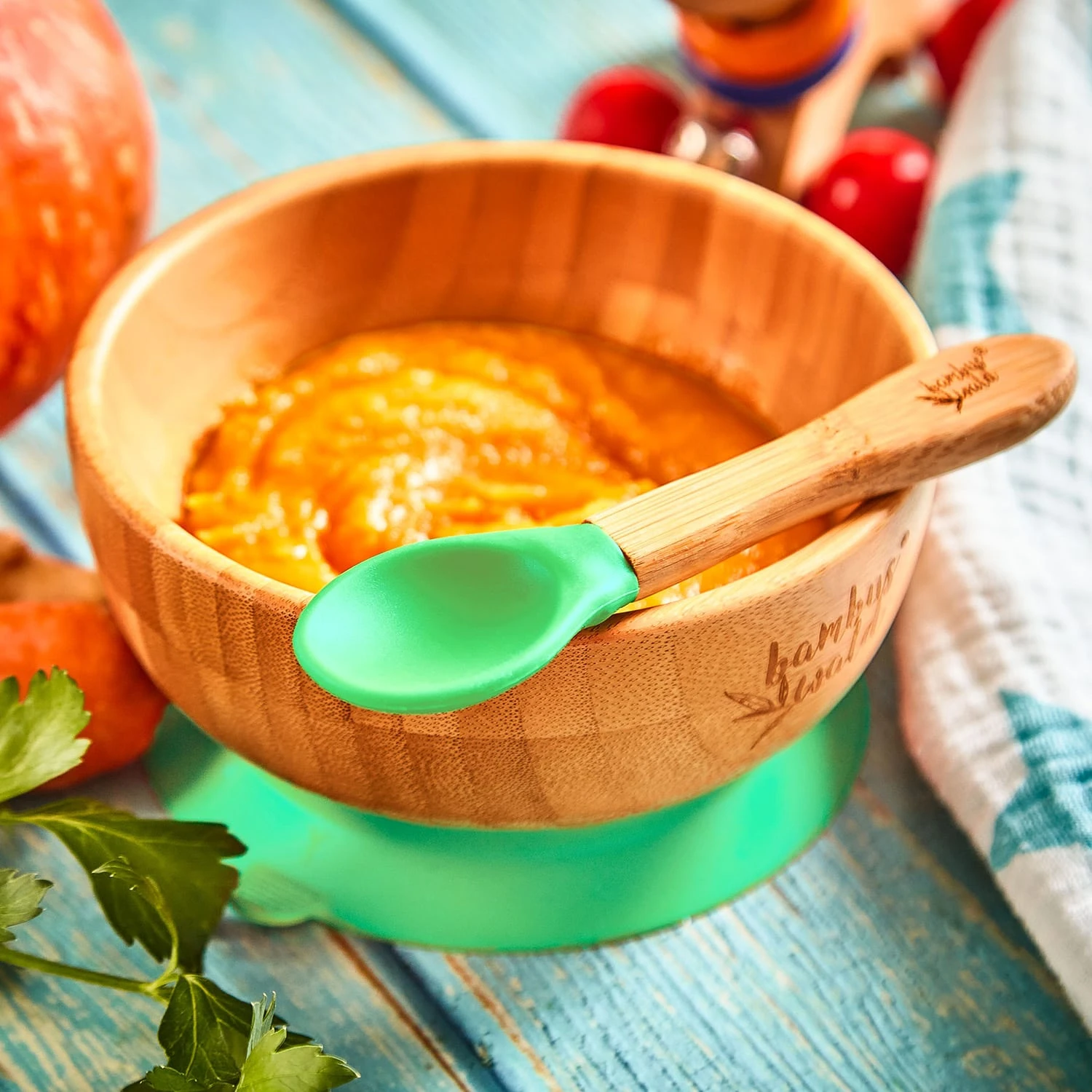 Kindergeschirr Mit Bambusschale Und Löffel 400 Ml Inkl. Saugnapf Ø: 13,7 Cm 2 Kindergeschirr Mit Bambusschale Und Löffel 400 Ml Inkl. Saugnapf Ø: 13,7 Cm – Bild 2