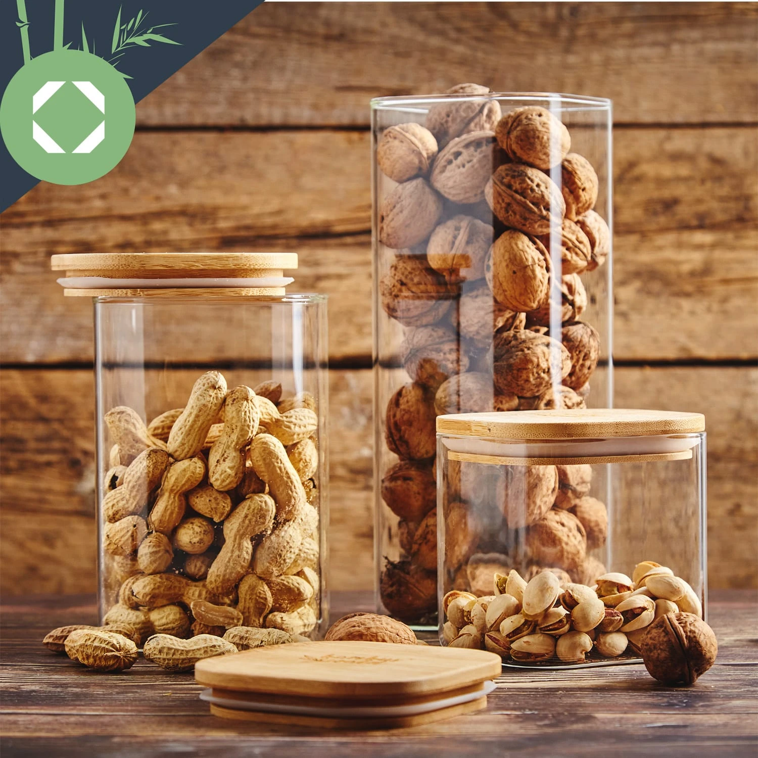 Eckiges Glas Mit Bambusdeckel Luftdicht Silikonring 10 X 25 X 10 Cm 4 Eckiges Glas Mit Bambusdeckel Luftdicht Silikonring 10 X 25 X 10 Cm – Bild 4