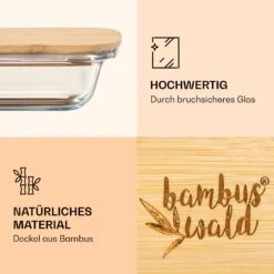 Aufschnittbox Mit Deckel 1,6 Liter 2er Set Glas Bambus Hitzebeständig -Klarstein 10038231 de 0003 logo
