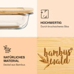 Aufschnittbox Mit Deckel 1 Liter 2er Set Glas Bambus Hitzebeständig -Klarstein 10038232 de 0003 logo
