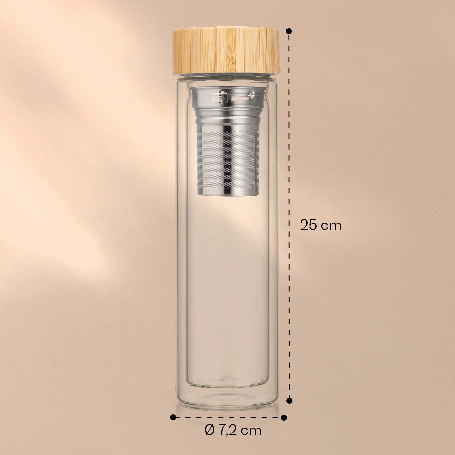 Teeflasche Mit Deckel Und Sieb 500 Ml Doppelwandiges Glas Bambus Hülle 7 Teeflasche Mit Deckel Und Sieb 500 Ml Doppelwandiges Glas Bambus Hülle – Bild 7