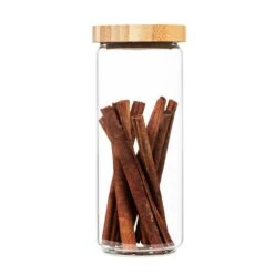 Stapelglas Mit Bambusdeckel 800 Ml Stapelbar Luftdicht