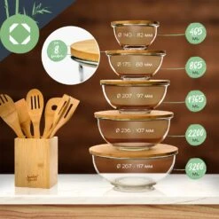 Glasschüssel 2200 Ml Bambusdeckel Verschließbar BPA-frei Größe L -Klarstein 10038270 yy 0008 logo