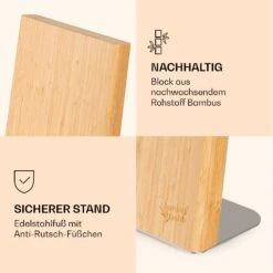 Messerblock Schräg, Magnetisch, Für 4-6 Messer, Bambus, Edelstahl -Klarstein 10038281 de 0004 logo