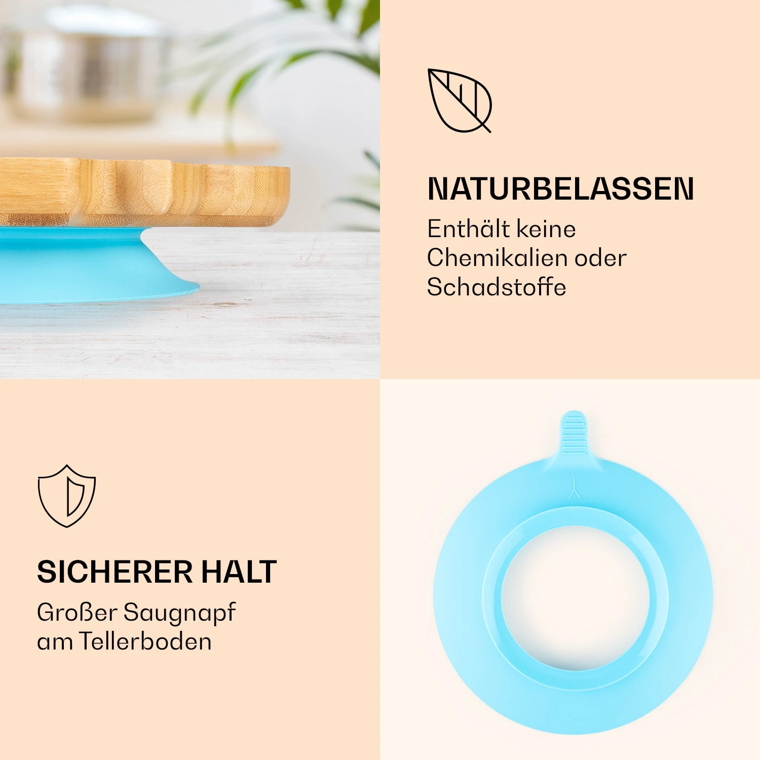 Kindergeschirr Bambusteller & Löffel 250 Ml Inkl. Saugnapf 18 X 18 Cm 3 Kindergeschirr Bambusteller & Löffel 250 Ml Inkl. Saugnapf 18 X 18 Cm – Bild 3