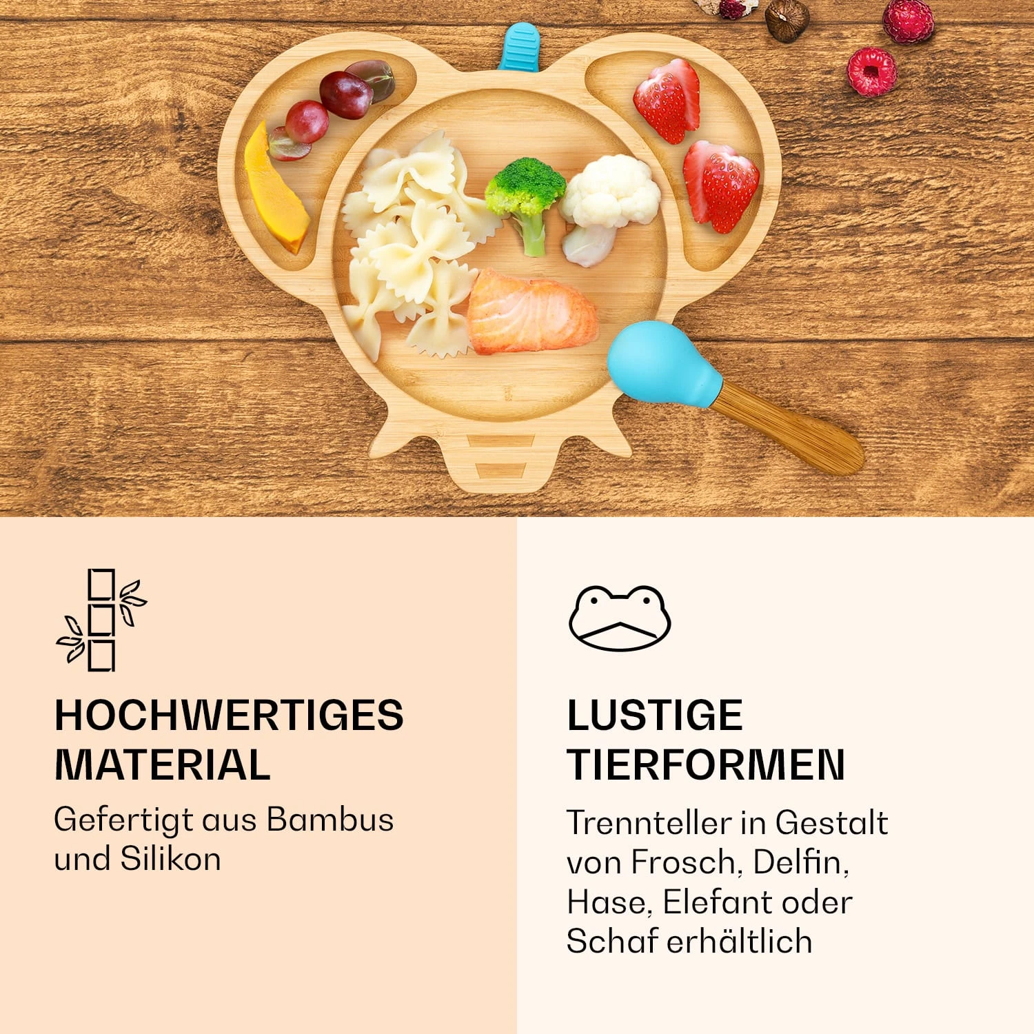 Kindergeschirr Bambusteller & Löffel 250 Ml Inkl. Saugnapf 18 X 18 Cm 4 Kindergeschirr Bambusteller & Löffel 250 Ml Inkl. Saugnapf 18 X 18 Cm – Bild 4