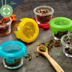 Babygläser 6er-Set Bunte Deckel Luftdichter Verschluss Geschmacksecht 11 Babygläser 6er-Set Bunte Deckel Luftdichter Verschluss Geschmacksecht -Klarstein 10038298 yy 0004 logo