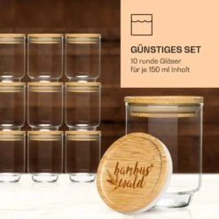 Gewürzgläser Bambusdeckel 10 Stück Je 150 Ml Luftdicht Stapelbar -Klarstein 10038311 de 0004 logo
