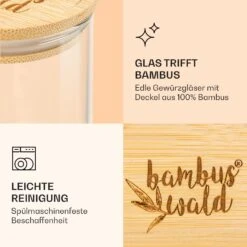 Gewürzgläser Bambusdeckel 10 Stück Je 150 Ml Luftdicht Stapelbar -Klarstein 10038311 de 0005 logo