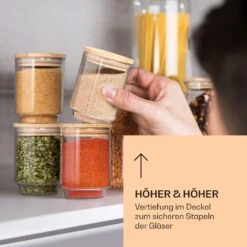 Gewürzgläser Bambusdeckel 10 Stück Je 150 Ml Luftdicht Stapelbar -Klarstein 10038311 de 0006 logo