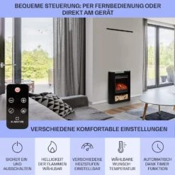 Studio 5 Arc Elektrokamin 1800 W LED-Flammen Heizlüfter Fernbedienung -Klarstein 10038401 de 0006 usp