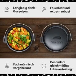 Galloway Dutch Oven 9.0 BBQ-Topf Gusseisen Größe L / 9 Qt -Klarstein 10038582 de 0003 usp