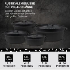 Galloway Dutch Oven 9.0 BBQ-Topf Gusseisen Größe L / 9 Qt -Klarstein 10038582 de 0006 usp