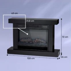 Vulsini Hideaway Elektrokamin 1900 W LED-Technik Fernbedienung -Klarstein 10038619 yy 0008 dimensions