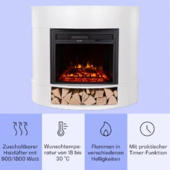 Loloru Elektrokamin Heizlüfter 900/1800W Wochentimer Fernbedienung -Klarstein 10038631 de 0003 usp