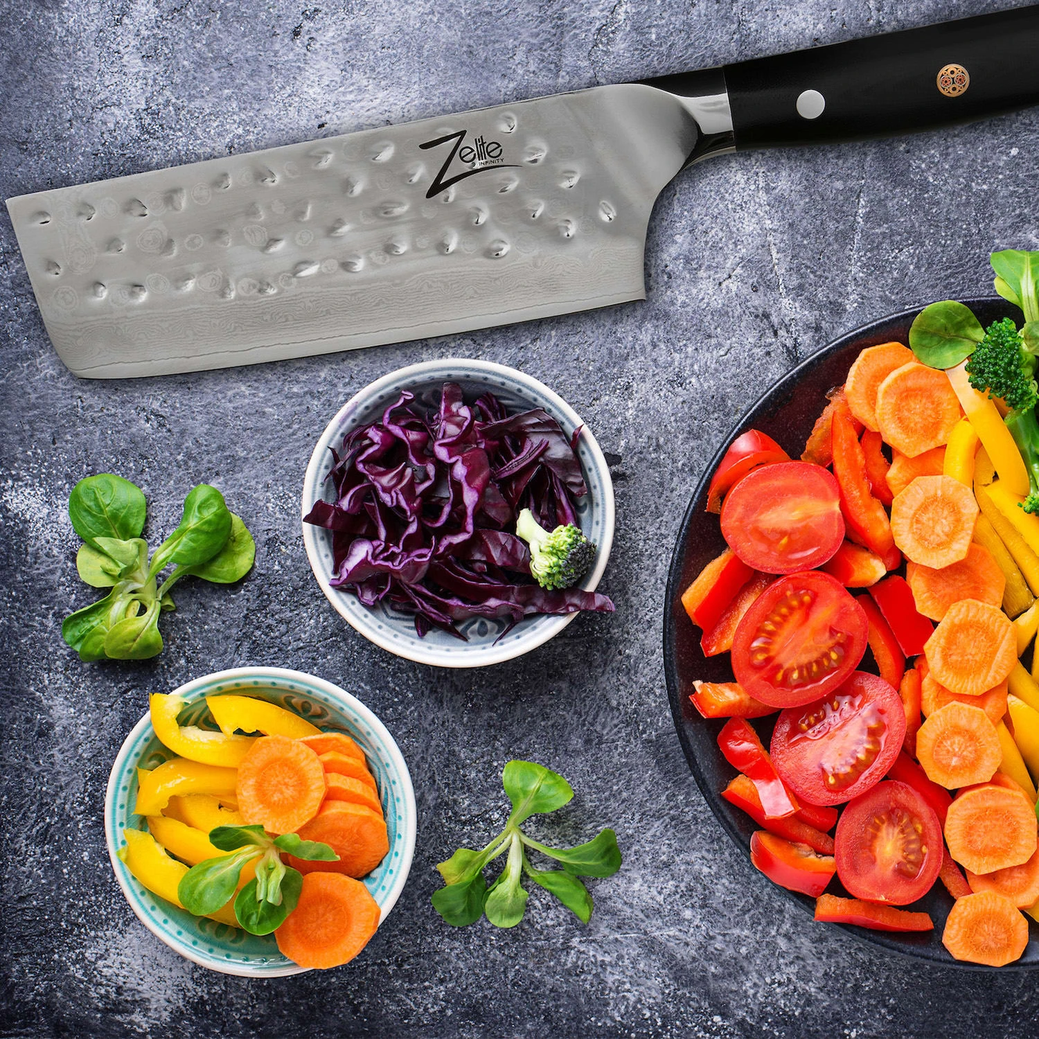 Alpha-Royal Japanese Serie 6" Nakiri Kochmesser Damaszener-Stahl 3 Alpha-Royal Japanese Serie 6" Nakiri Kochmesser Damaszener-Stahl – Bild 3