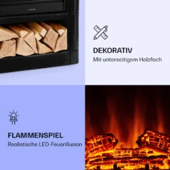 Dukono Elektrokamin 1800 W LED-Flammen Heizlüfter Timer Holzfach -Klarstein 10039850 de 0003 logo
