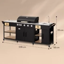Jersey Outdoor Kitchen Gasgrill Spüle 20,7 KW 5+1 Brenner Mobil -Klarstein 10039854 yy 0008 dimensions