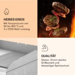 Grillmeile 4400 Elektrogrill Plancha 2x2200W Grillplatte Edelstahl -Klarstein 10039915 de 0005 logo