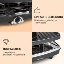 Entrecote 2-in-1 Raclette-Grill & Fondue Naturstein 1100W 8 Personen -Klarstein 10039922 de 0004 logo