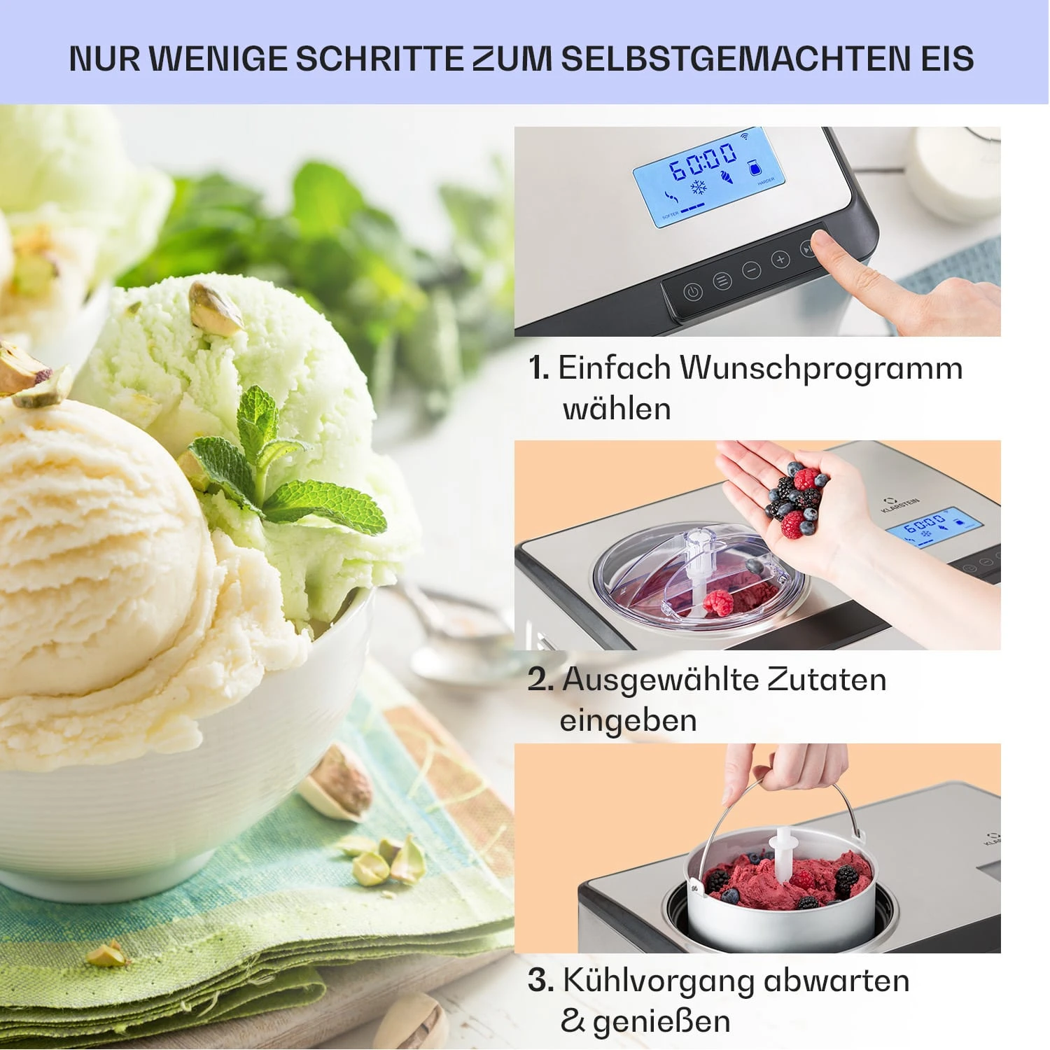 Dolce Bacio Smart Eiscremebereiter Yogurtmaker Kompressor 2 Liter WiFi Touch Edelstahl 4 Dolce Bacio Smart Eiscremebereiter Yogurtmaker Kompressor 2 Liter WiFi Touch Edelstahl – Bild 4