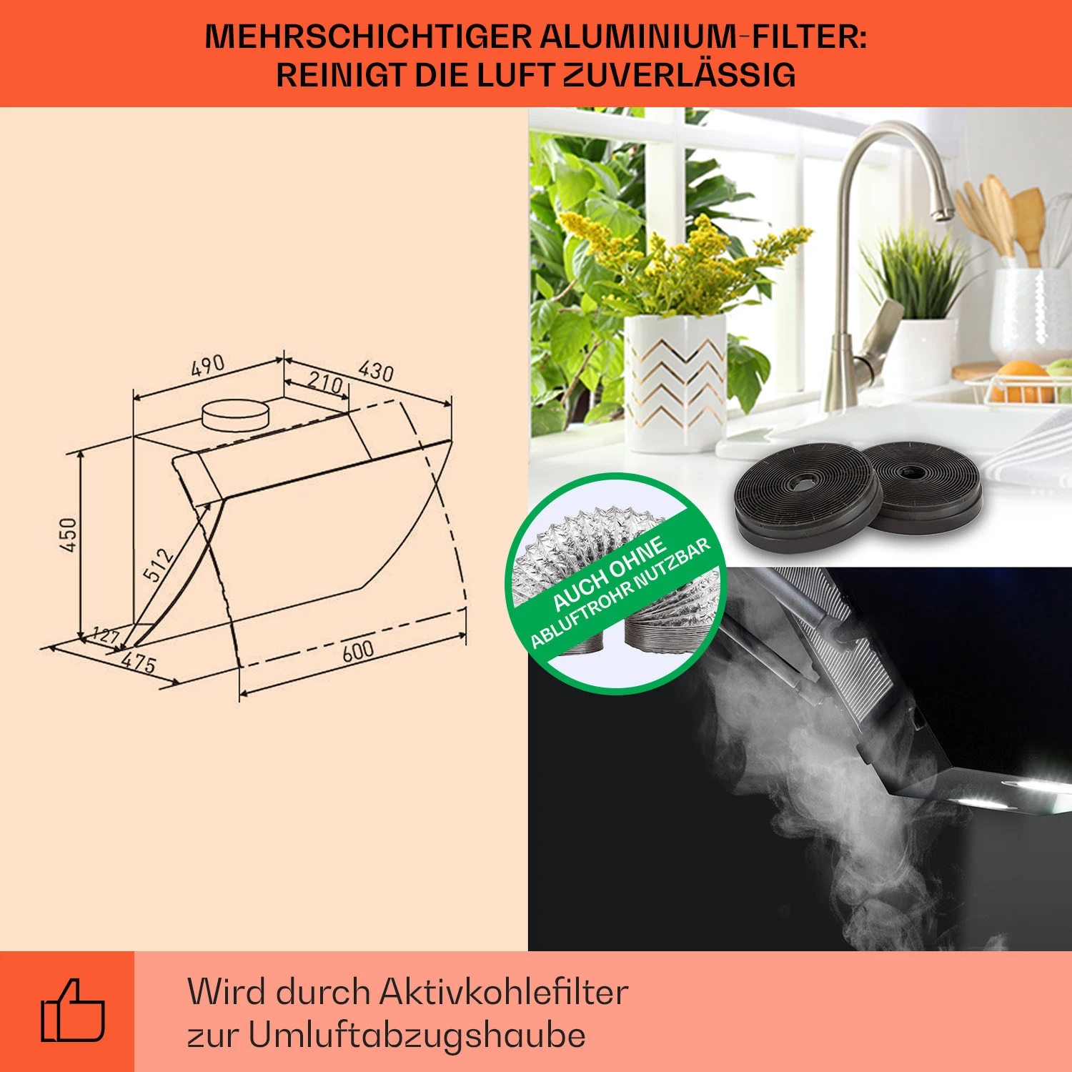 Clara 60 Dunstabzugshaube Glas 509 M³/h Touch Ambiente-Licht 5 Clara 60 Dunstabzugshaube Glas 509 M³/h Touch Ambiente-Licht – Bild 5