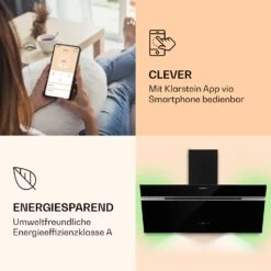 Alina 90 Smart Dunstabzugshaube 90cm 594m³/h LED Ambiente Glasfront -Klarstein 10040232 de 0003 logo