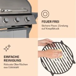 Lucifer 3 Gasgrill 3 X 3,6 KW Brenner 60x45cm Grill Edelstahl Mobil -Klarstein 10040280 de 0007 logo