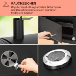 Aberdeen Kombi-Grill Gas Kohle Smoker Thermometer 2 Seitentische Mobil -Klarstein 10040295 de 0006 usp