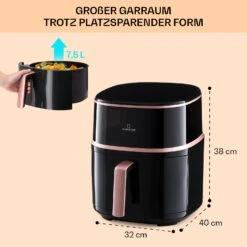 Air Bloom Heißluftfritteuse Dampffunktion 1500W 7,5 Liter 16 Programme -Klarstein 10040495 de 0007 usp