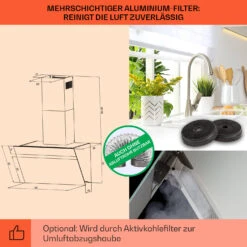 Ava 60 Dunstabzugshaube 60cm Wandhaube WiFi A++ 515m³/h Touch -Klarstein 10041169 de 0005 usp