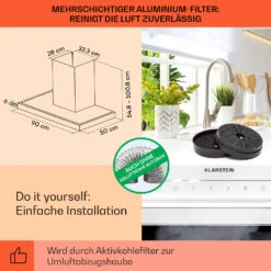 Alinea 90 Dunstabzugshaube 90cm Wandhaube WiFi A++ 500m³/h Touch -Klarstein 10041174 de 0005 usp
