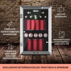 Beersafe 70 Birra Milano Edition Kühlschrank 70 Liter 3 Böden Panoramaglastür Edelstahl -Klarstein 10041179 de 0006 usp