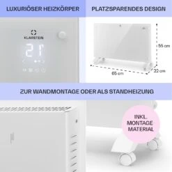 Bansin Crystal Smart Konvektions-Heizgerät 1500W 5 - 50 °C App-Steuerung -Klarstein 10041210 de 0006 usp