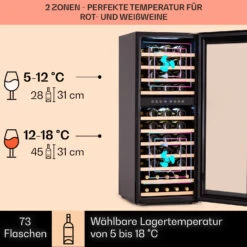 Barossa 73 Duo Weinkühlschrank 2 Zonen 192 Ltr 73 Fl Touch-Display -Klarstein 10041308 de 0003 logo