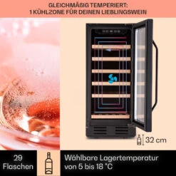 Vinovilla 29 Built-In Weinkühlschrank 81 L / 29 Fl. 1 Zone Glastür Edelstahl 10 Vinovilla 29 Built-In Weinkühlschrank 81 L / 29 Fl. 1 Zone Glastür Edelstahl -Klarstein 10041309 de 0003 logo