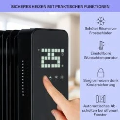 Sanford Smart Ölradiator 2500 W Leistung Wochentimer LED-Display Touch-Panel Klarstein-App -Klarstein 10041358 de 0004 usp